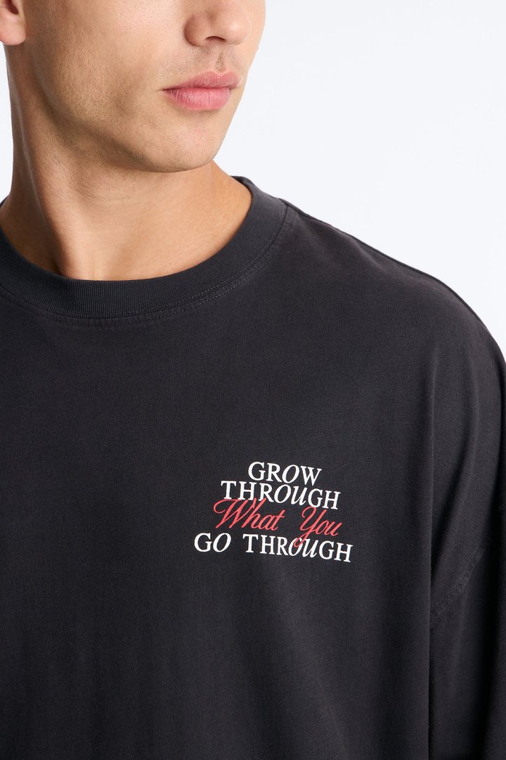 Grow Through What You Go Through Oversized Short Sleeve Tee - Black