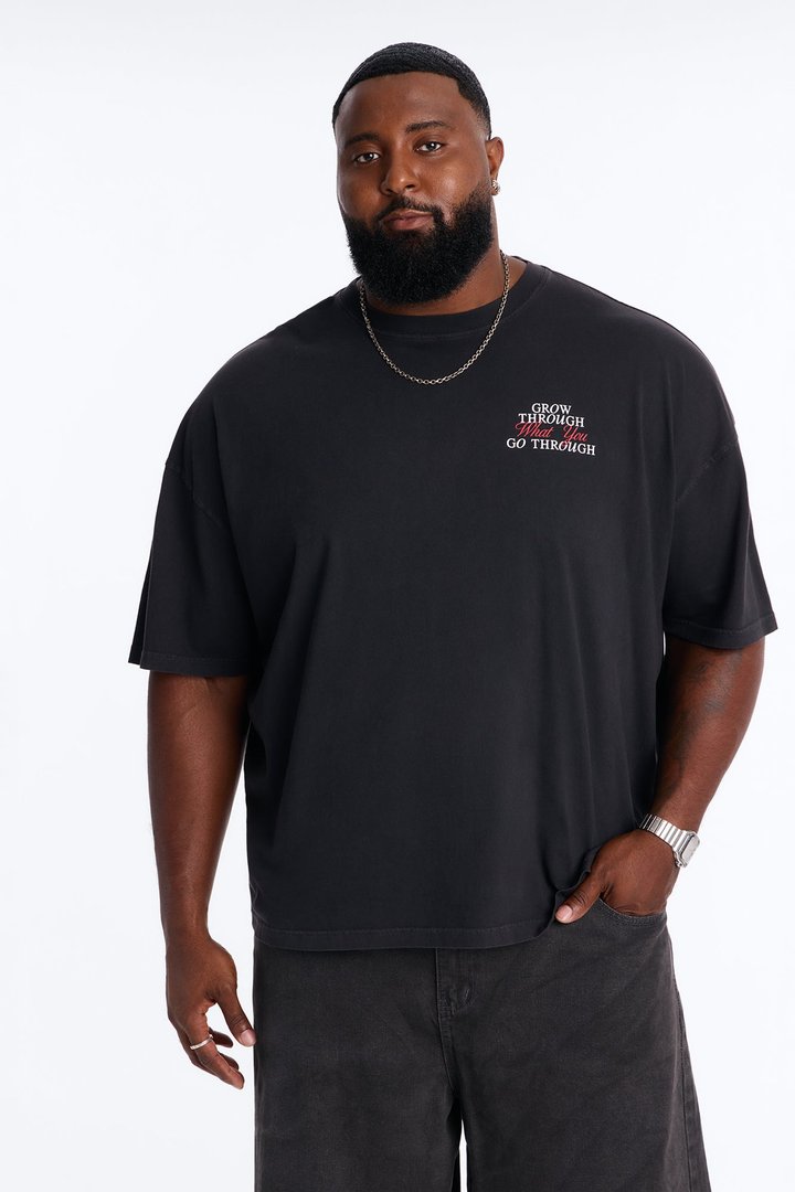 Grow Through What You Go Through Oversized Short Sleeve Tee - Black