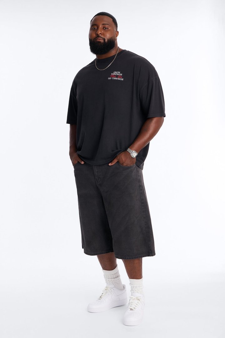 Grow Through What You Go Through Oversized Short Sleeve Tee - Black