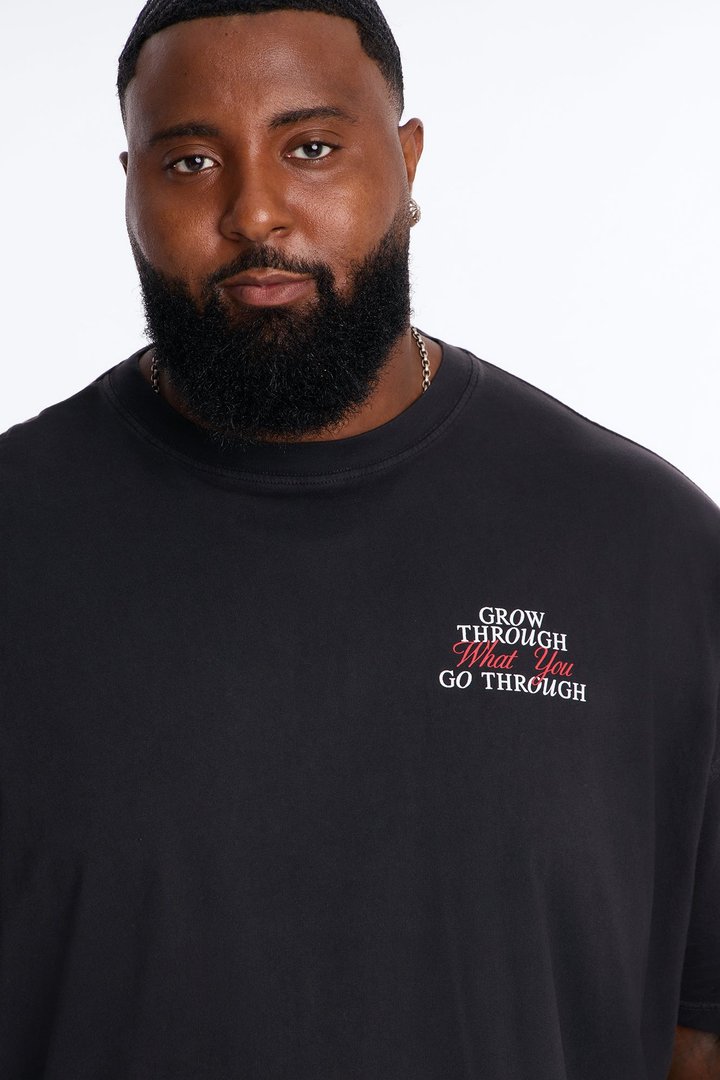 Grow Through What You Go Through Oversized Short Sleeve Tee - Black