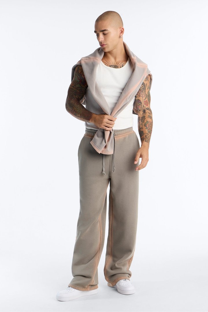 Outline Wash Straight Leg Sweatpant - Grey/combo