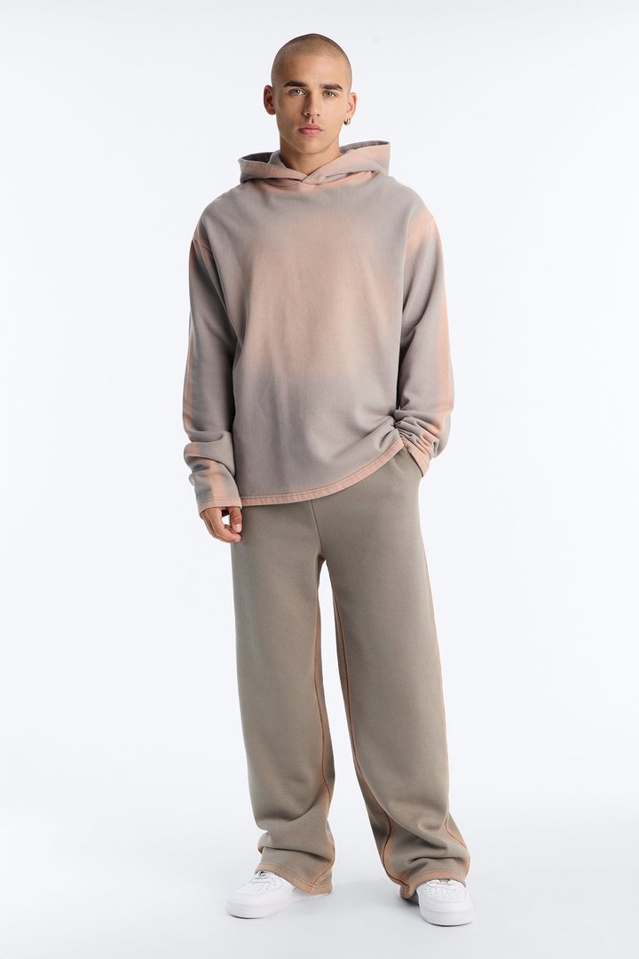 Outline Wash Oversized Hoodie - Grey/combo