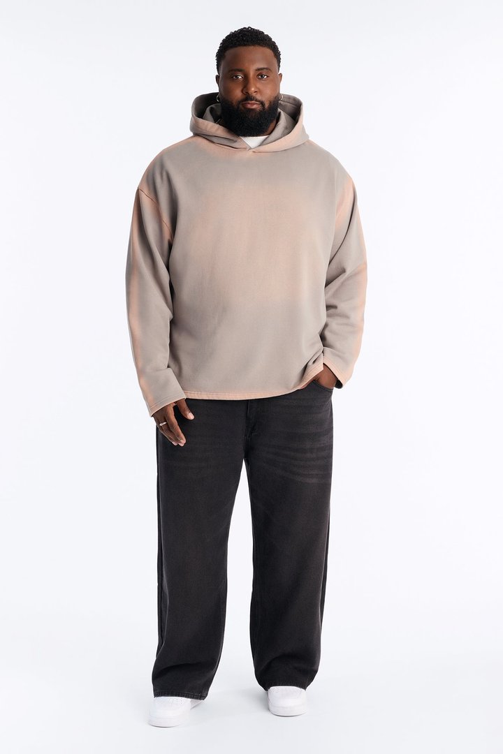 Outline Wash Oversized Hoodie - Grey/combo
