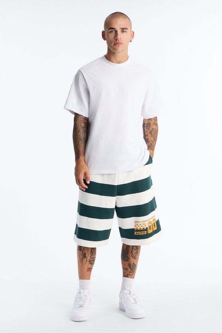 Racing Society Stripe Sweatshort - Green/combo