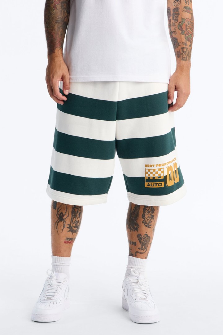 Racing Society Stripe Sweatshort - Green/combo