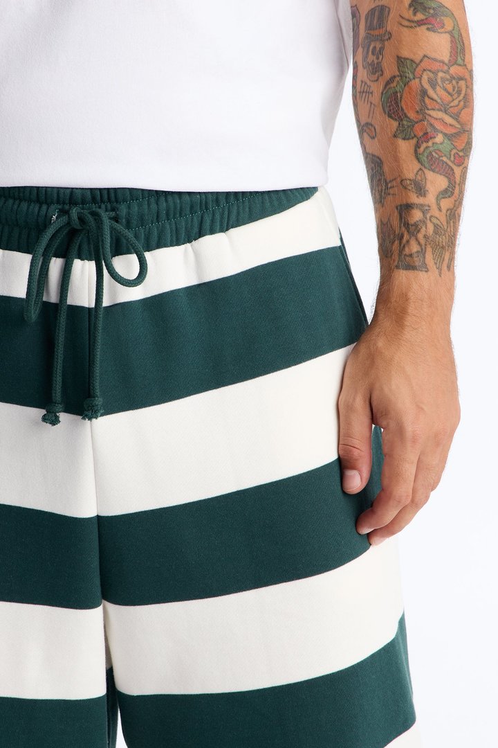 Racing Society Stripe Sweatshort - Green/combo