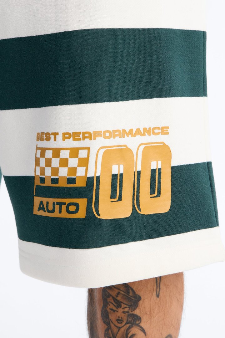 Racing Society Stripe Sweatshort - Green/combo