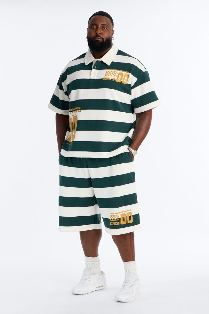 Racing Society Stripe Sweatshort - Green/combo