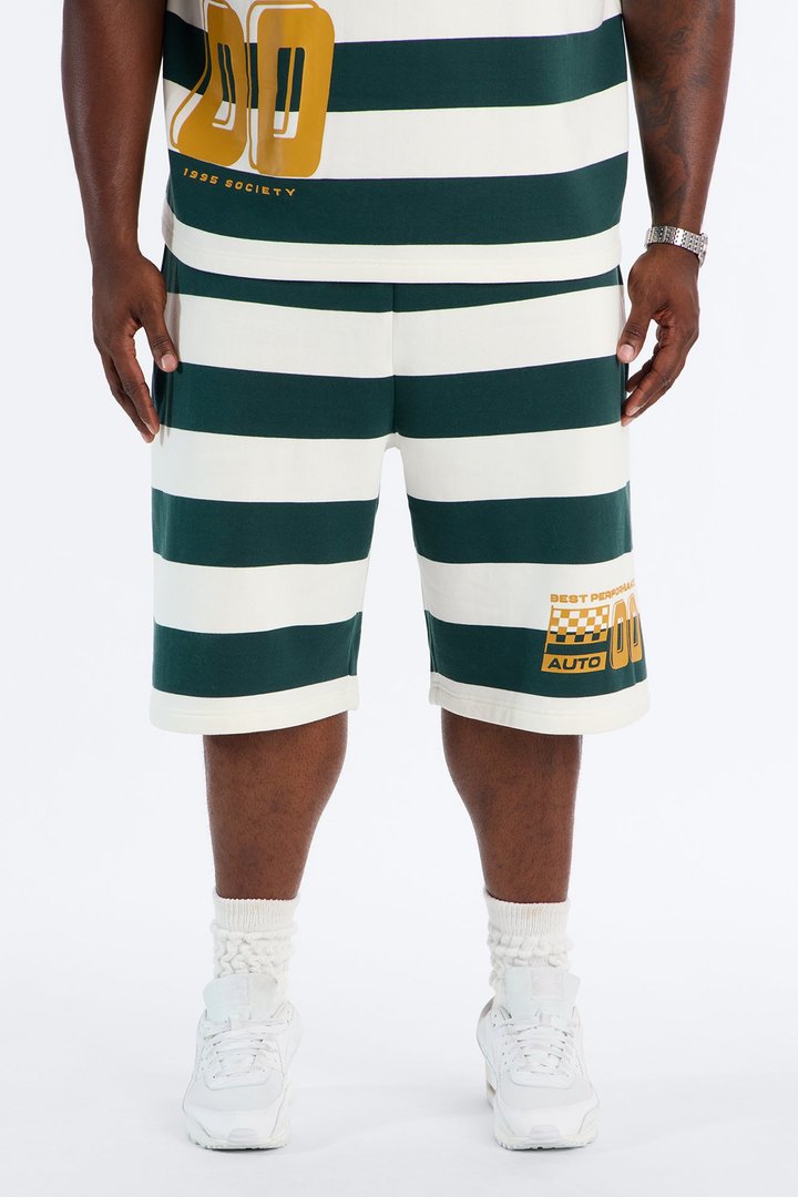 Racing Society Stripe Sweatshort - Green/combo