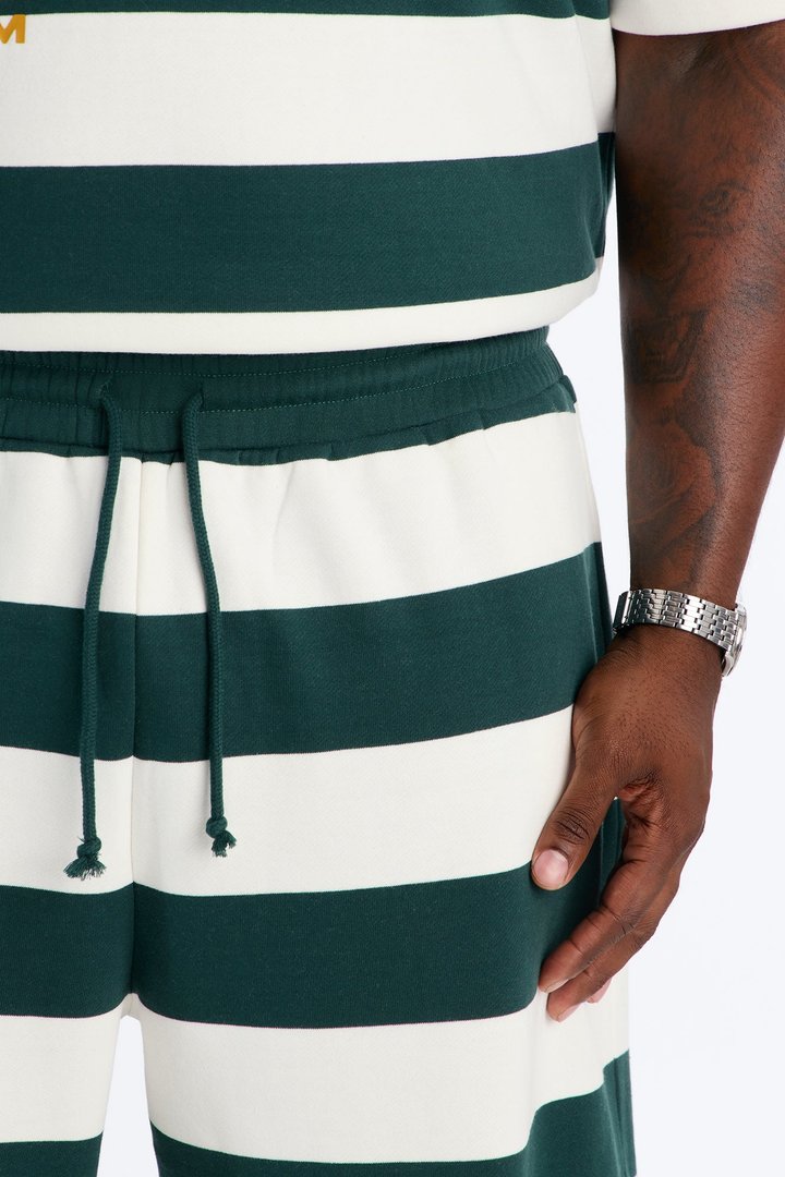 Racing Society Stripe Sweatshort - Green/combo