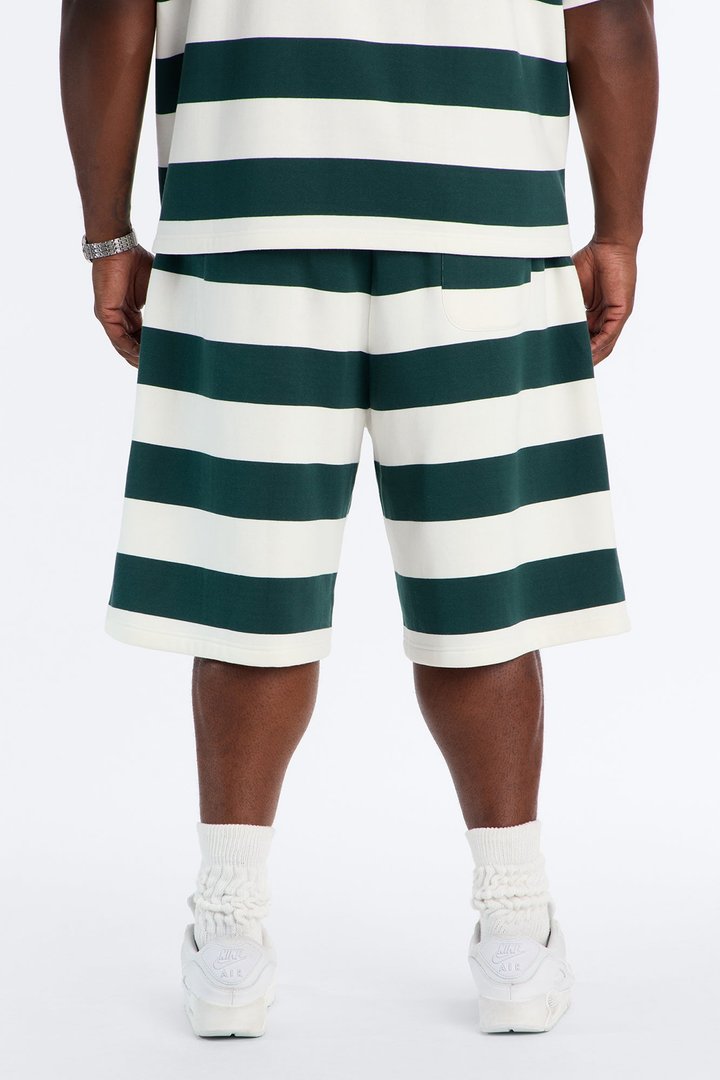 Racing Society Stripe Sweatshort - Green/combo