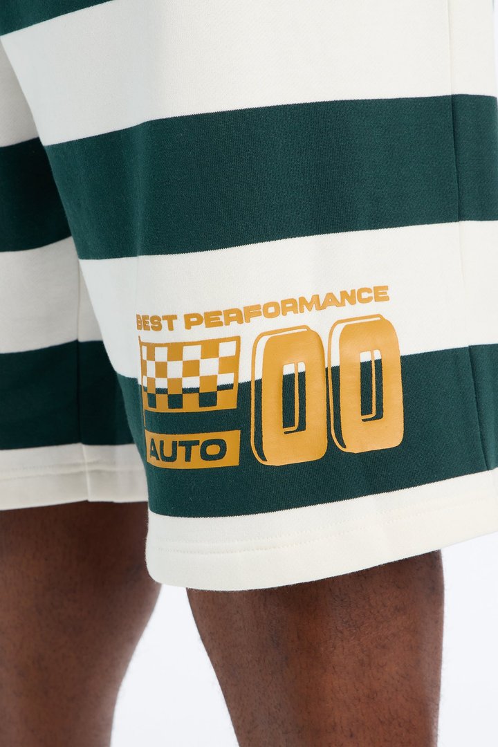 Racing Society Stripe Sweatshort - Green/combo