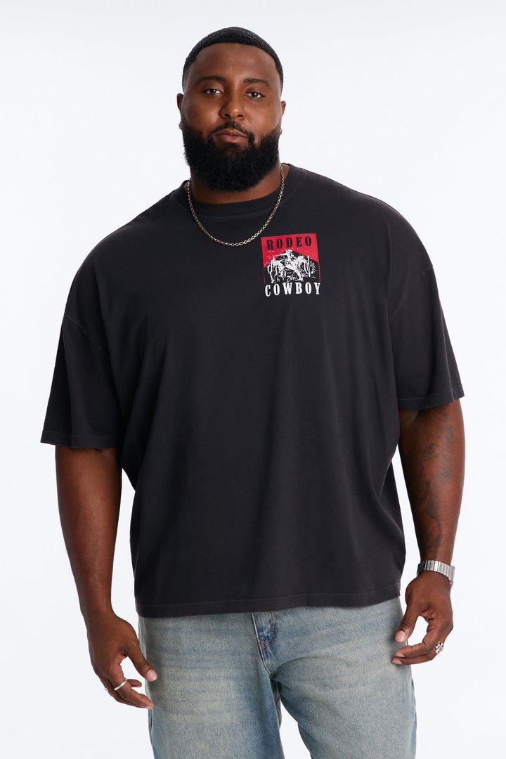 Rodeo Cowboy Oversized Short Sleeve Tee - Black