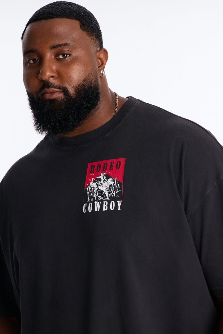 Rodeo Cowboy Oversized Short Sleeve Tee - Black