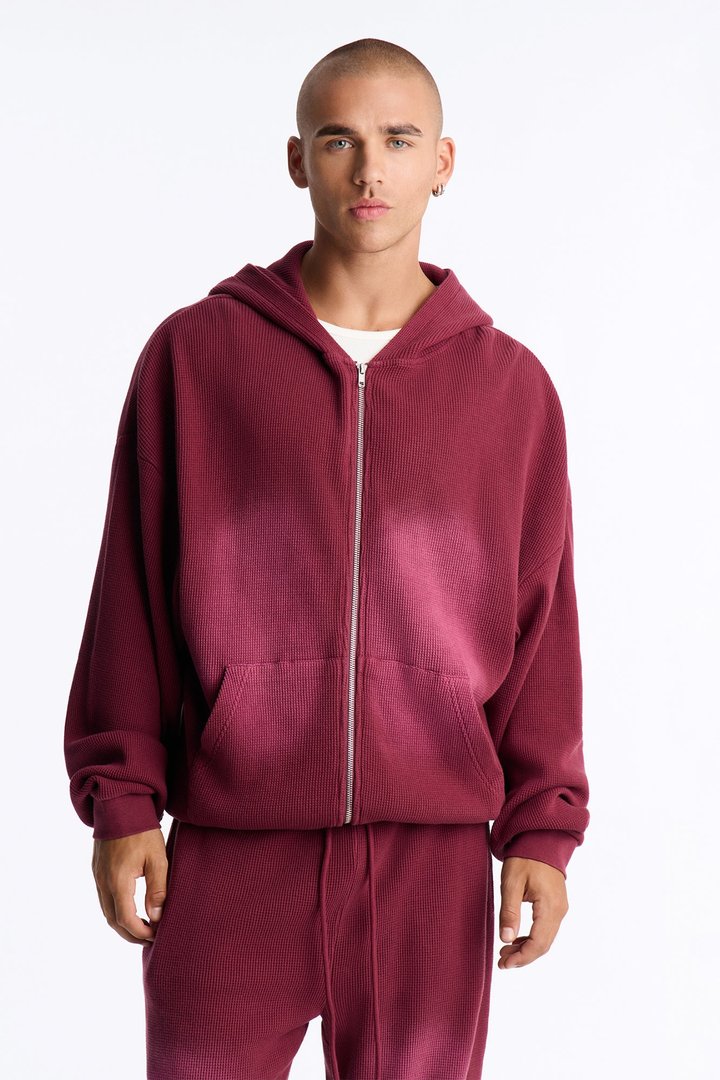 Modern Wash Zip Up Hoodie - Burgundy