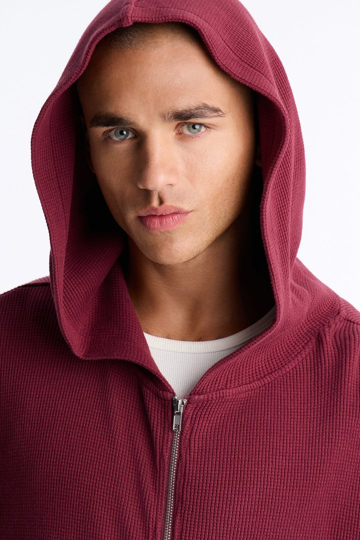 Modern Wash Zip Up Hoodie - Burgundy