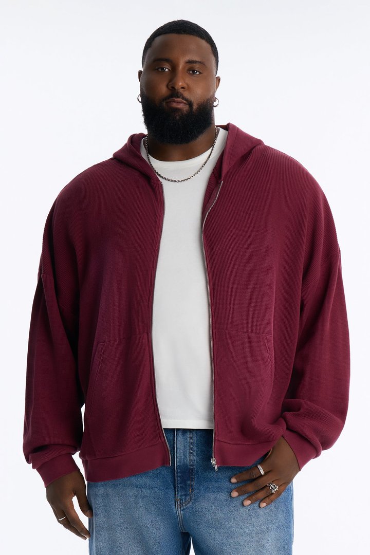 Modern Wash Zip Up Hoodie - Burgundy