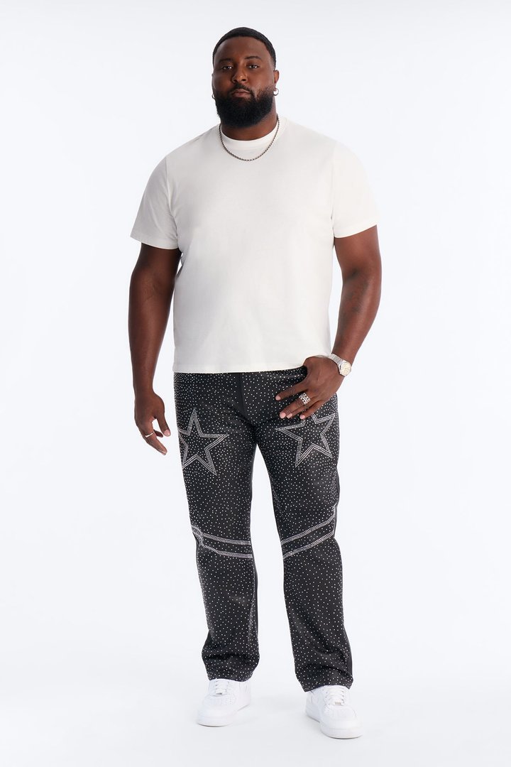 Straight Leg Astrum Faux Leather Pant - Black