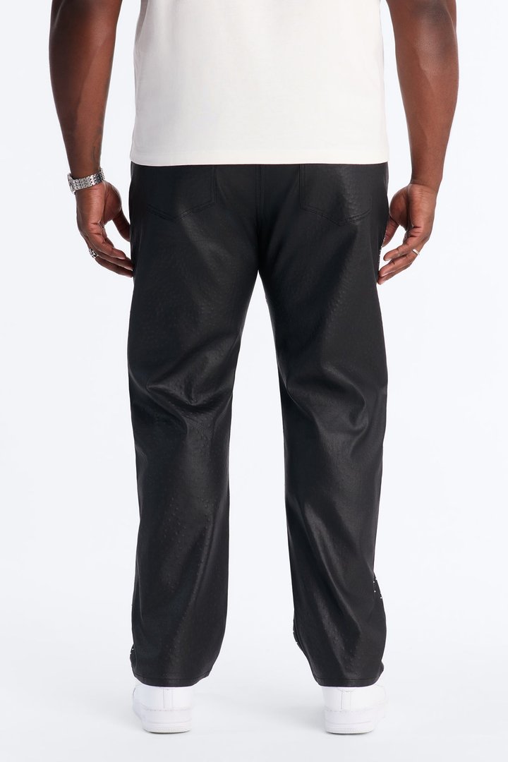 Straight Leg Astrum Faux Leather Pant - Black