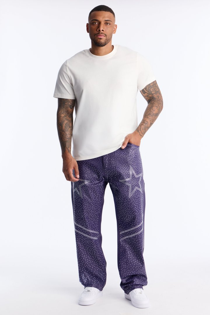 Straight Leg Astrum Faux Leather Pant - Purple