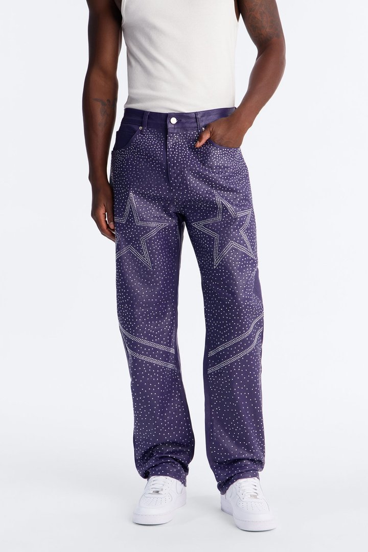 Straight Leg Astrum Faux Leather Pant - Purple