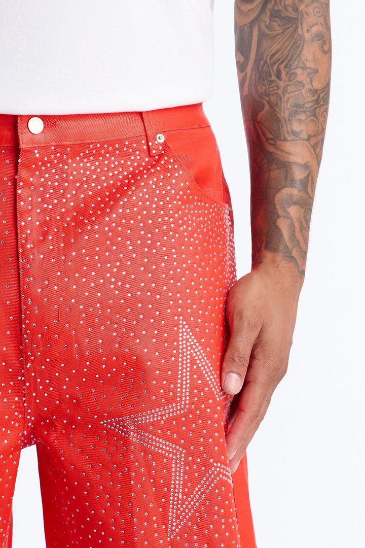Relaxed Sidus Faux Leather Short - Red