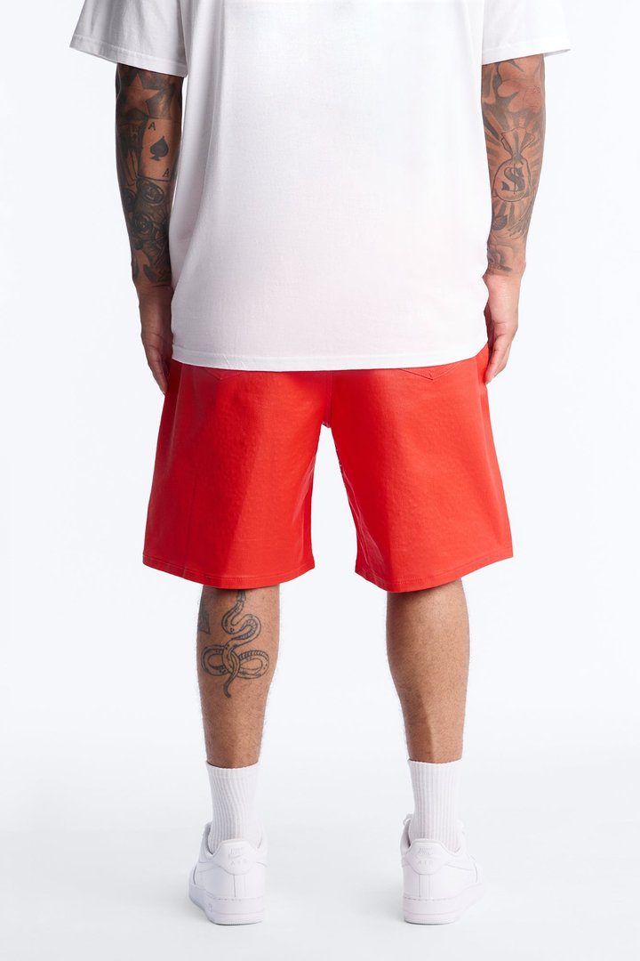 Relaxed Sidus Faux Leather Short - Red
