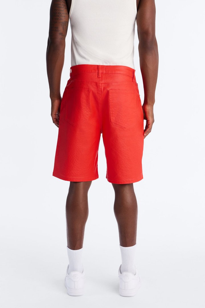 Relaxed Sidus Faux Leather Short - Red
