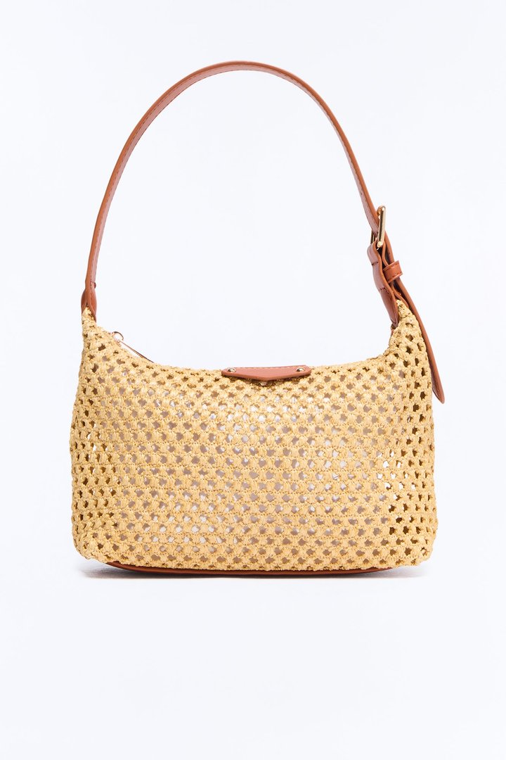 On A Warm Day Straw Shoulder Handbag - Natural/Combo