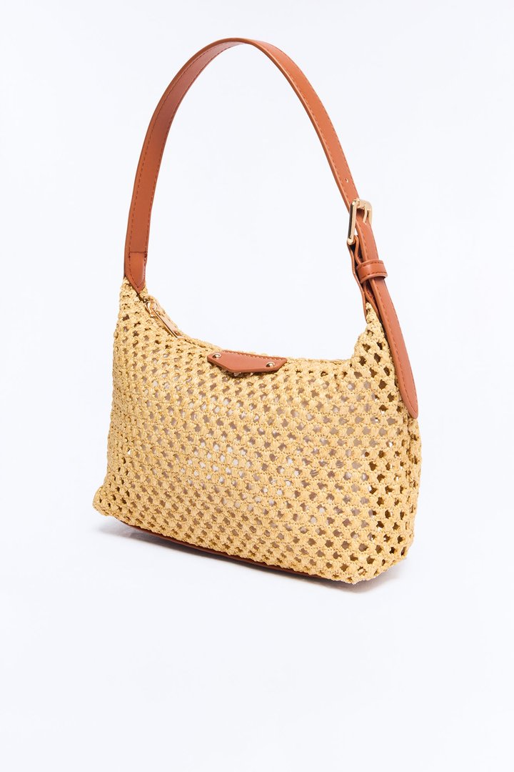 On A Warm Day Straw Shoulder Handbag - Natural/Combo