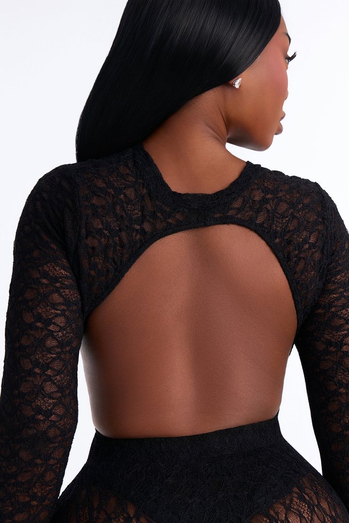 Fernanda Lace Bodysuit Pant Set - Black
