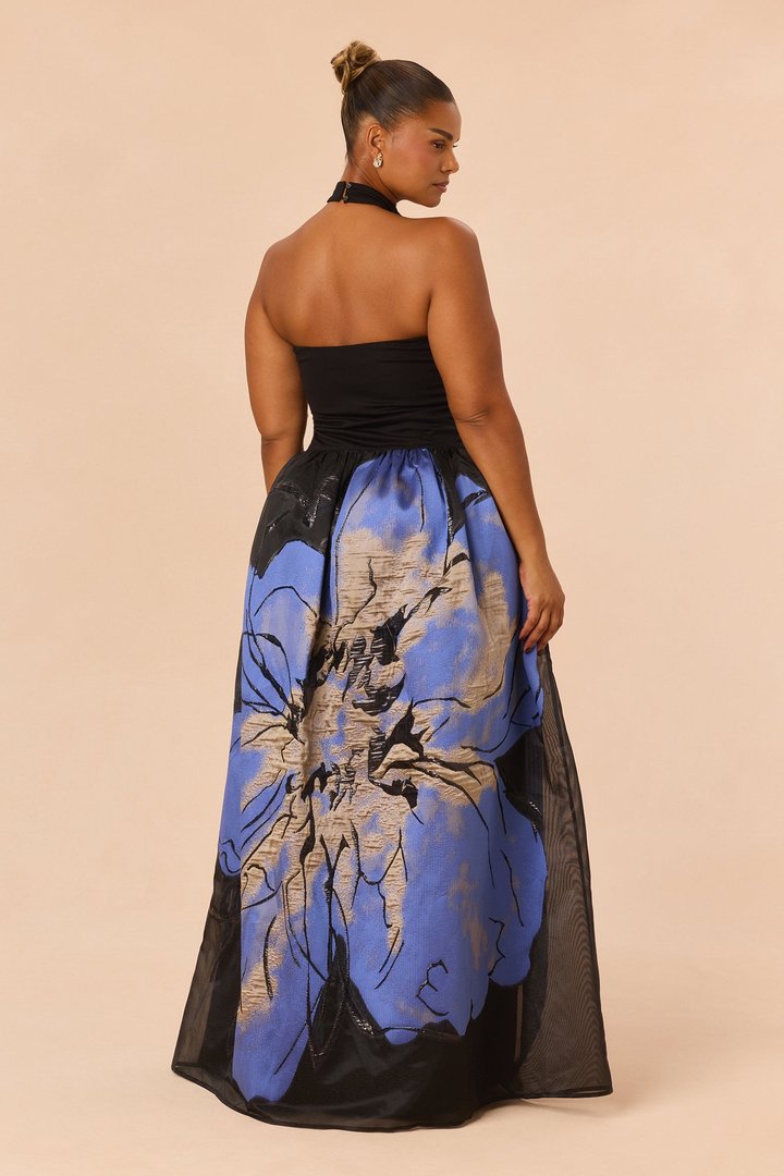 Brielle Embroidered Floral Gown - Blue/combo
