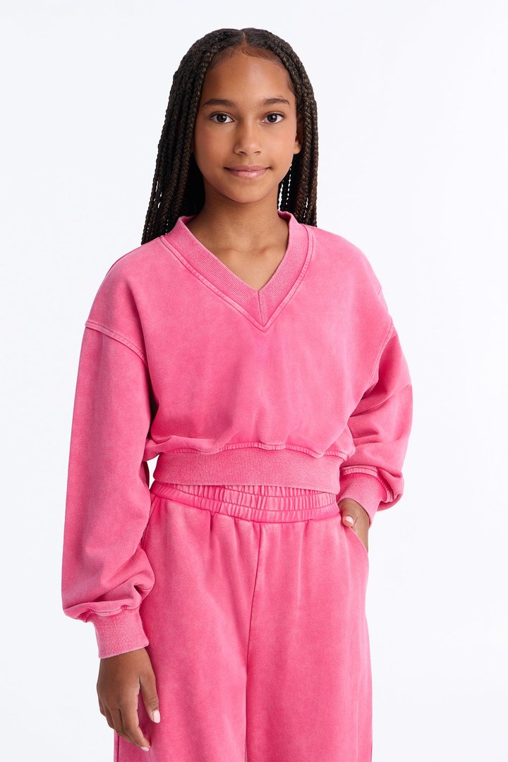 Mini Angelica Washed French Terry Pant Set - Raspberry