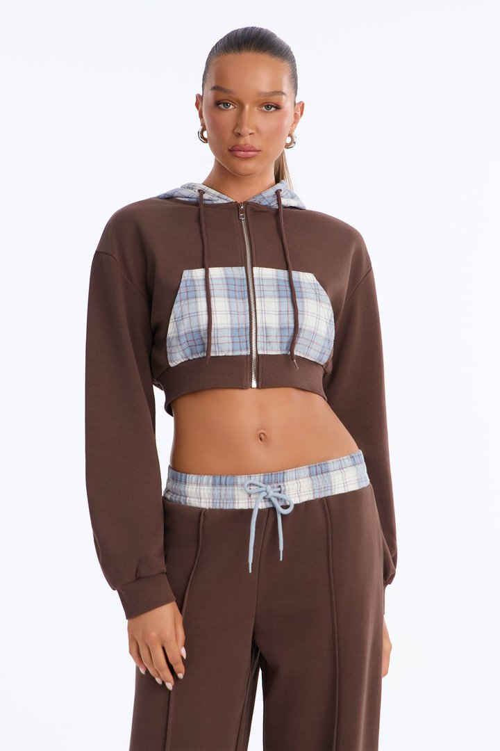 Plaid About It Pant Set - Chocolate