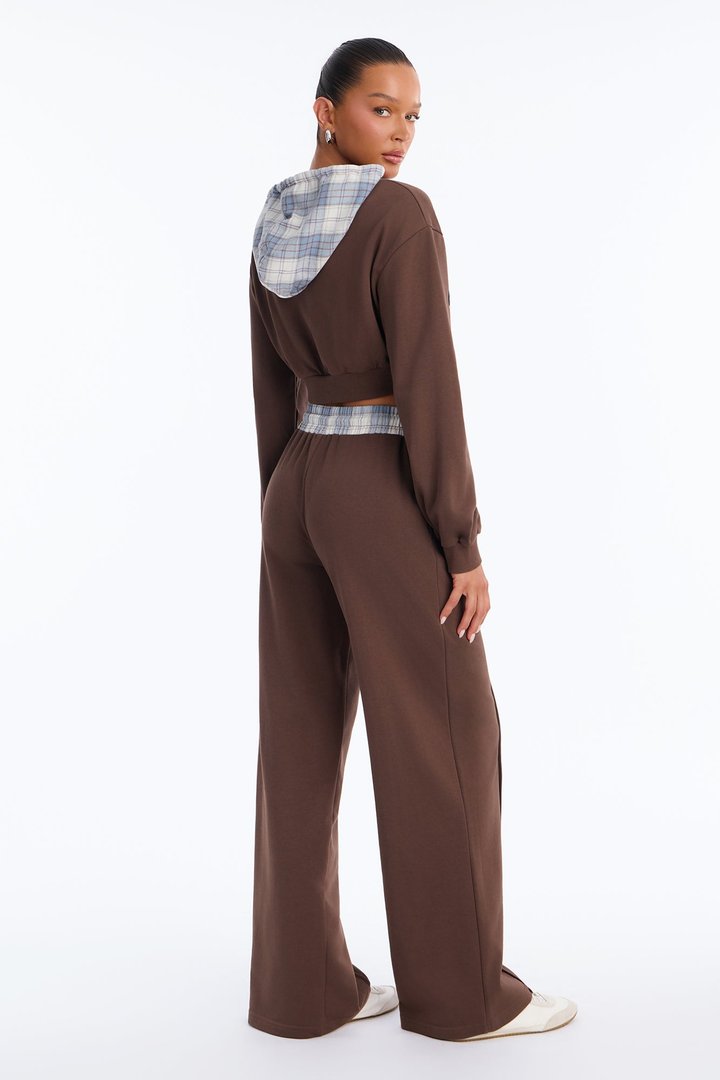 Plaid About It Pant Set - Chocolate