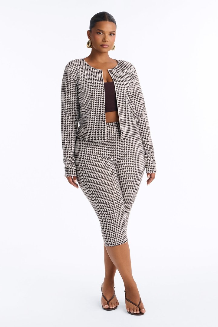Mariana Checkered Pant Set - Brown/combo