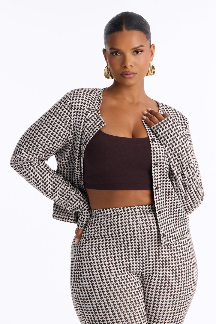 Mariana Checkered Pant Set - Brown/combo