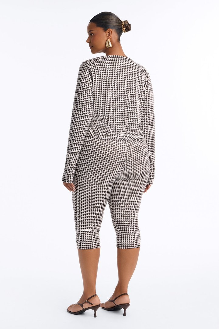 Mariana Checkered Pant Set - Brown/combo