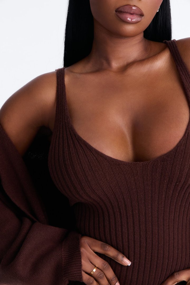Local Love Sweater Maxi Dress Set - Chocolate