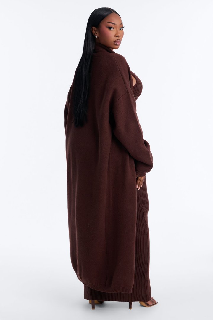 Local Love Sweater Maxi Dress Set - Chocolate