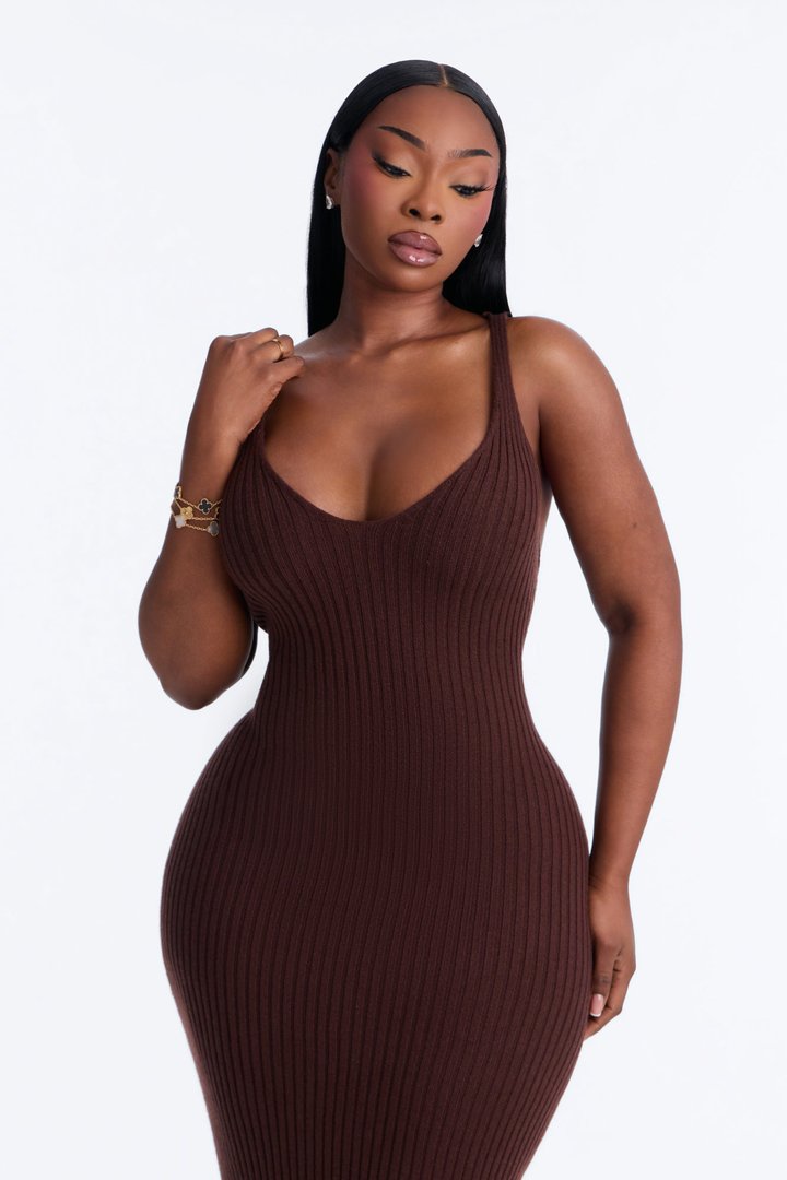 Local Love Sweater Maxi Dress Set - Chocolate