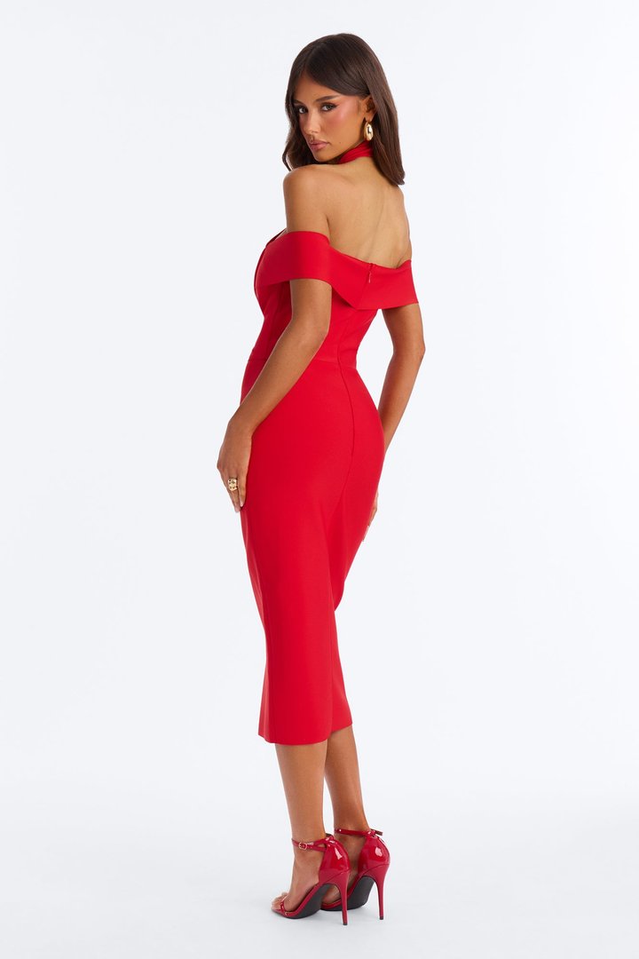 Elizabeth Bandage Midi Dress - Red