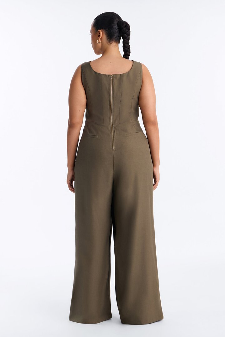 Jessa Twist Front Wide Leg Jumpsuit - Olive