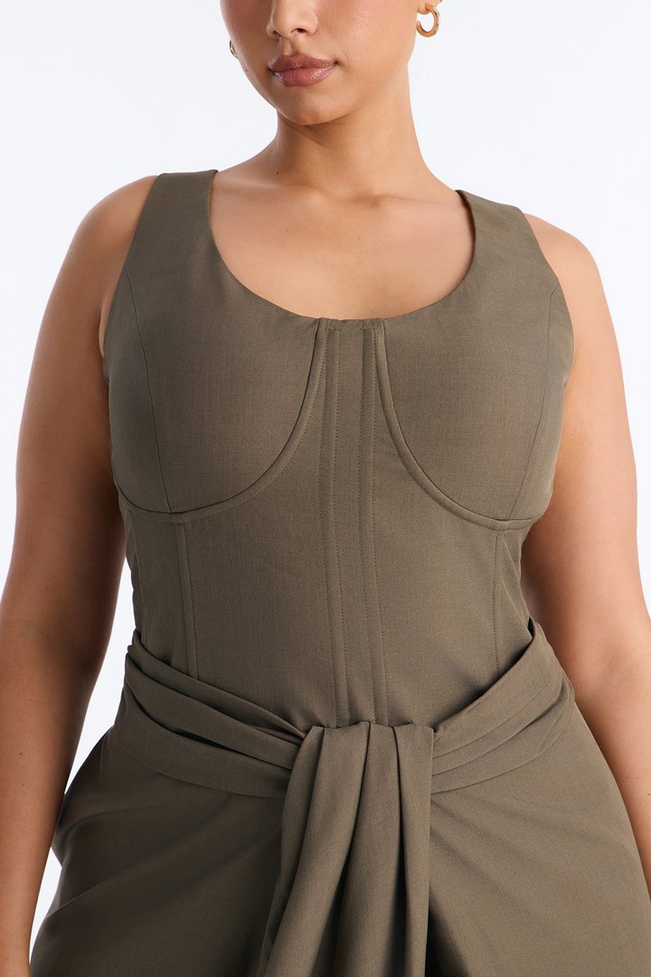 Jessa Twist Front Wide Leg Jumpsuit - Olive