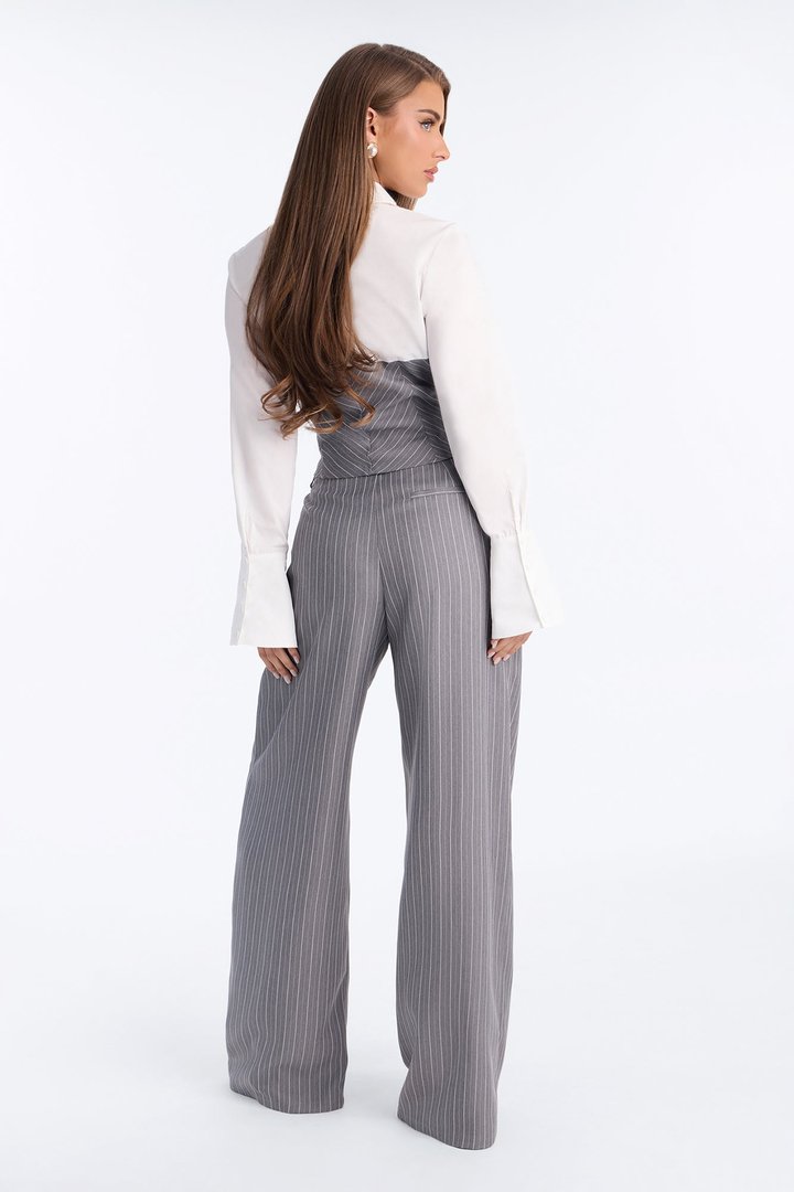 Laura Twill Pant Set - Grey/combo
