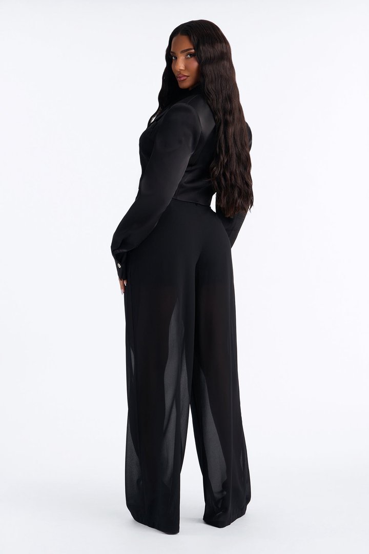 Amelia Chiffon Pant Set - Black