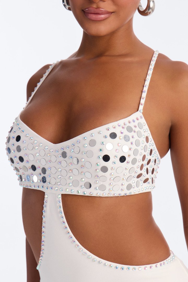 She Is Moment Embellished Mini Dress - OffWhite