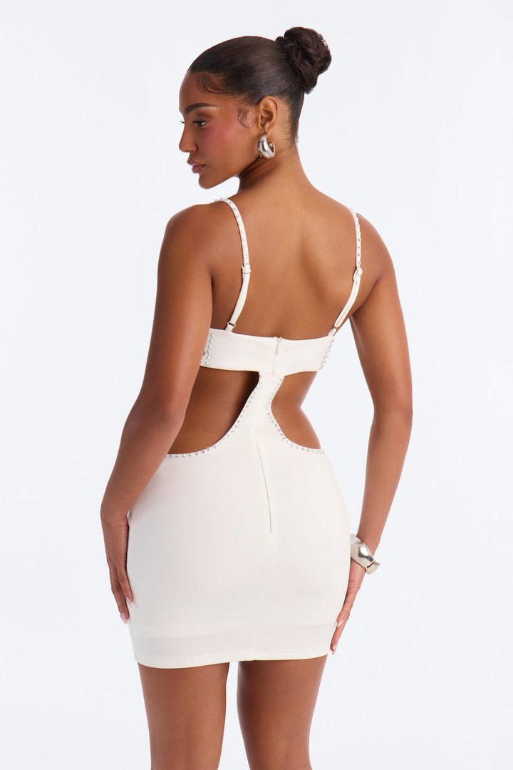 She Is Moment Embellished Mini Dress - OffWhite