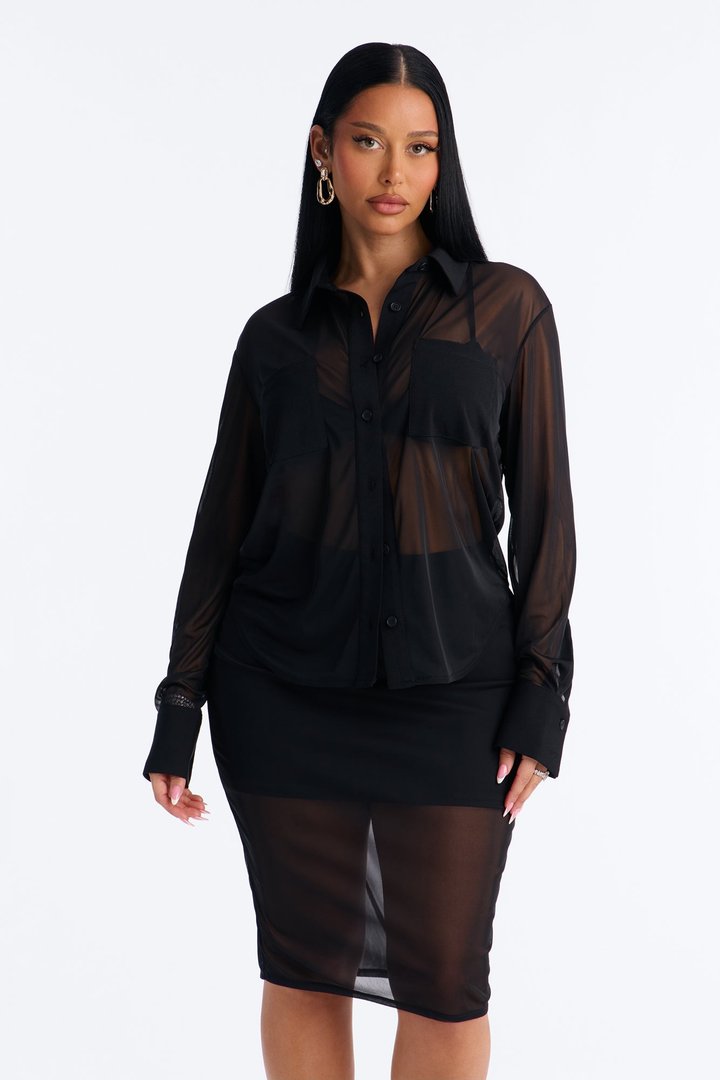 Sheer Temptations Mesh 3 Piece Skirt Set - Black