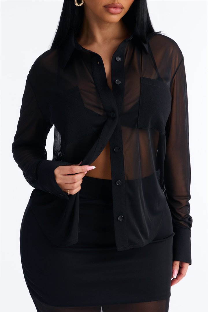 Sheer Temptations Mesh 3 Piece Skirt Set - Black